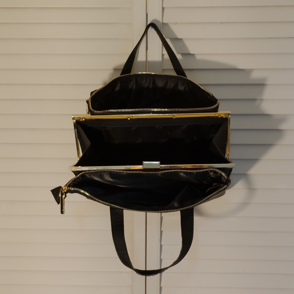 Dune London Black Satin Cosmetic Bag with Gold Accents - Picture 6 of 14